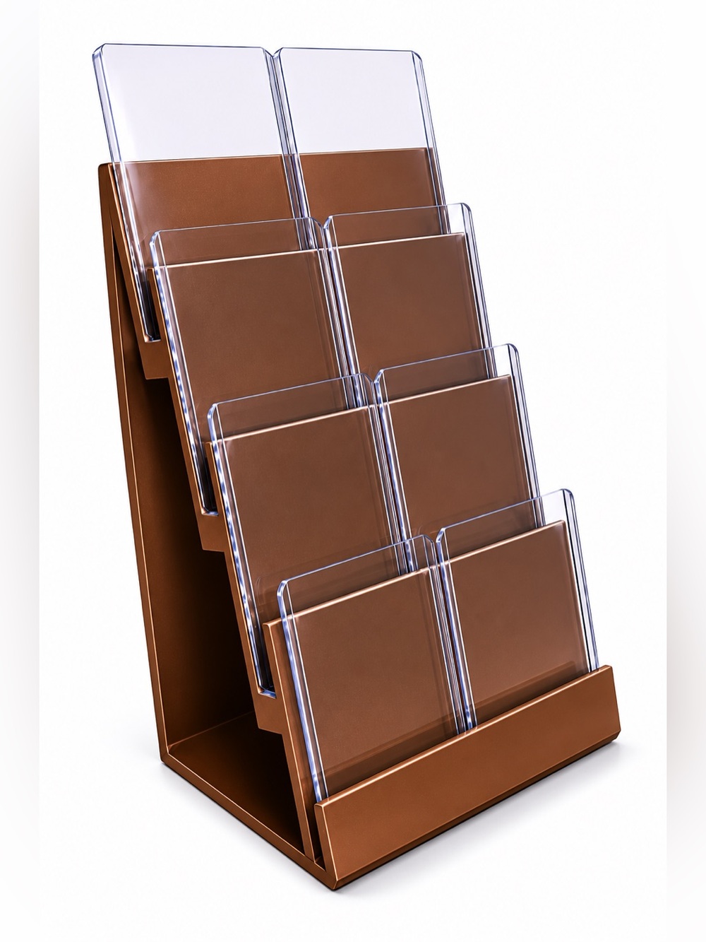 Brown Trading Card Display Stand 4 Tier 8 Card For Top Loader / Graded Cards